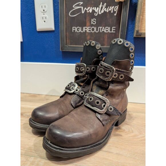 A.S. 98 Women's Industrial Moto Buckle Boots EU 38 US 7.5-8 Steampunk - Picture 8 of 11